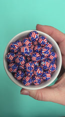 Stars & Stripes Printed Silicone Beads 15mm (Package of 10)