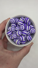 Purple Swirl Printed Silicone Beads 15mm (Package of 10)