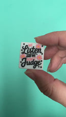 We Listen and We Don't Judge Silicone Focal Bead 25x28mm (Package of 2)