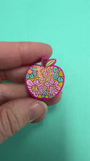 Teach Love Inspire Floral Apple Silicone Focal Bead 28x27mm (Package of 2)