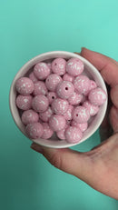 Powder Pink w/White Splatter Beads 16mm (Package of 10)