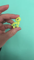 3-D Dinosaur Silicone Focal Bead 32x28x14mm (Package of 2)