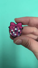 Disco Ball w/Bow Silicone Focal Bead 28x26mm (Package of 2)