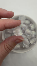 White Color Core Glitter Illusion Beads 16mm (Package of 10)