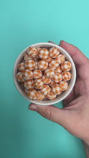 Burnt Orange Plaid Printed Silicone Beads 15mm (Package of 10)