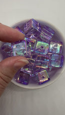 Lilac Translucent Iridescent Square Beads 16mm Square, 20mm Diagonal (Package of 10)