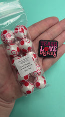 Pinks Teach Love Inspire w/Apple Silicone Focal Bead 26x29mm (Package of 2)