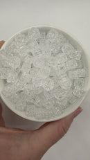 White/Clear Crackle Square Beads 8mm (Package of Approx. 35 Beads)