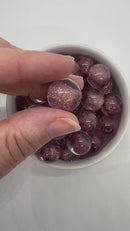 Mauve Color Core Glitter Illusion Beads 16mm (Package of 10)