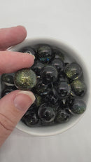 Black Color Core Glitter Illusion Beads 16mm (Package of 10)