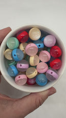 Azure Shimmery Stripe Beads 16mm (Package of 10)