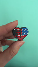 American Flag Heart w/Military Silhouette Silicone Focal Bead 27x30mm (Package of 2)