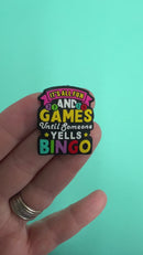 It's All Fun and Games Until Someone Yells Bingo Silicone Focal Bead 31x25mm (Package of 2)