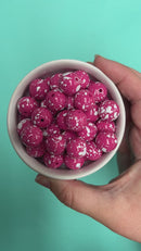 Hot Pink w/White Splatter Beads 16mm (Package of 10)