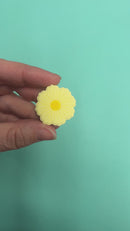 Pale Yellow Flower w/Yellow Center Silicone Focal Bead 30mm (Package of 2)