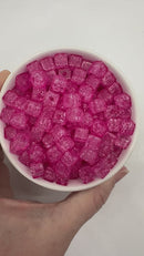 Hot Pink Crackle Square Beads 8mm (Package of Approx. 35 Beads)