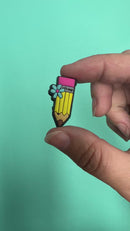 Pencil w/Flower Silicone Focal Bead 31x15mm (Package of 2)