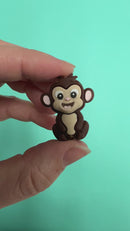 3-D Monkey Silicone Focal Bead 32x26x15mm (Package of 2)