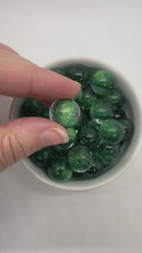 Emerald Green Color Core Glitter Illusion Beads 16mm (Package of 10)