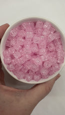 Light Pink Crackle Square Beads 8mm (Package of Approx. 35 Beads)