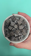 Espresso and White Check Square Beads 14mm Square, 16mm Diagonal (Package of 10)