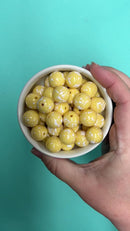 Light Yellow w/White Splatter Beads 16mm (Package of 10)