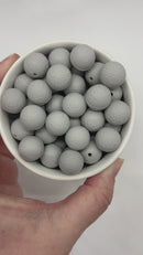 Embossed Coin Grey Silicone Beads 15mm (Package of 10)