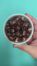 Brown Glitter & Clear Duo w/Gold Fleck Beads 16mm (Package of 10)