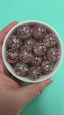 Clear w/Red Star Sequin Filled Beads 20mm (Package of 10)