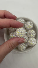 White Pebbled Illusion Rhinestone Beads 20mm (Package of 5)