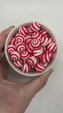 Red Swirl Printed Silicone Beads 15mm (Package of 10)