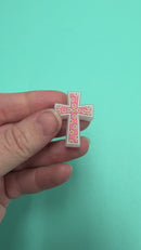 Daisy Cross Glitter Silicone Focal Bead 33x24mm (Package of 2)