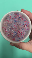 Patriotic Star Confetti Jelly Silicone Beads 15mm (Package of 10)