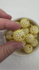 Pale Yellow Pebbled Illusion Rhinestone Beads 20mm (Package of 5)