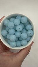 Light Baby Blue Glitter Silicone Beads 15mm (Package of 10)