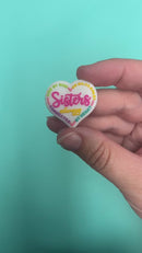 Sisters Always Connected by Heart Side by Side or Miles Apart Silicone Focal Bead 28x30mm (Package of 2)