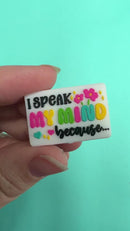 I Speak My Mind Because... It Hurts to Bite My Tongue Silicone Focal Bead 30x20mm (Package of 2)