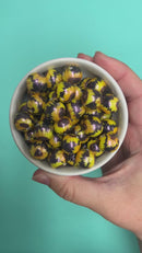 Sunflowers w/Shimmer Printed Silicone Beads 15mm (Package of 10)