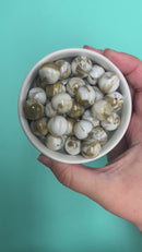 White /Tawny Brown Marble Beads 16mm (Package of 10)