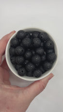 Black Glitter Silicone Beads 15mm (Package of 10)