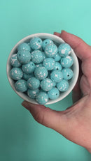 Aqua w/White Splatter Beads 16mm (Package of 10)