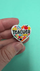 Teacher Supply Heart Silicone Focal Bead 25x29mm (Package of 2)