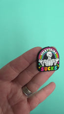 Everything Sucks Skeleton & Rainbow Silicone Focal Bead 29x30mm (Package of 2)