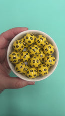 Yellow Paw Printed Beads 20mm