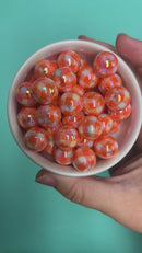 Iridescent Orange Plaid Beads 16mm (Package of 10)