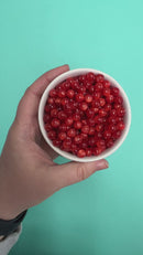 Cherry Red Pearly Luster Beads 8mm (Package of Approx. 50 Beads)