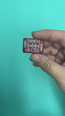 Burgundy Thankful Grateful Blessed Silicone Focal Bead 30x21mm (Package of 2)