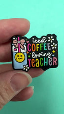 Iced Coffee Loving Teacher Silicone Focal Bead 25x32mm (Package of 2)