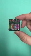 Teacher Books & Flowers Silicone Focal Bead 30x29mm (Package of 2)