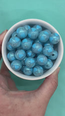 Shimmery Baby Blue Heart Inlay Beads 16mm (Package of 10)